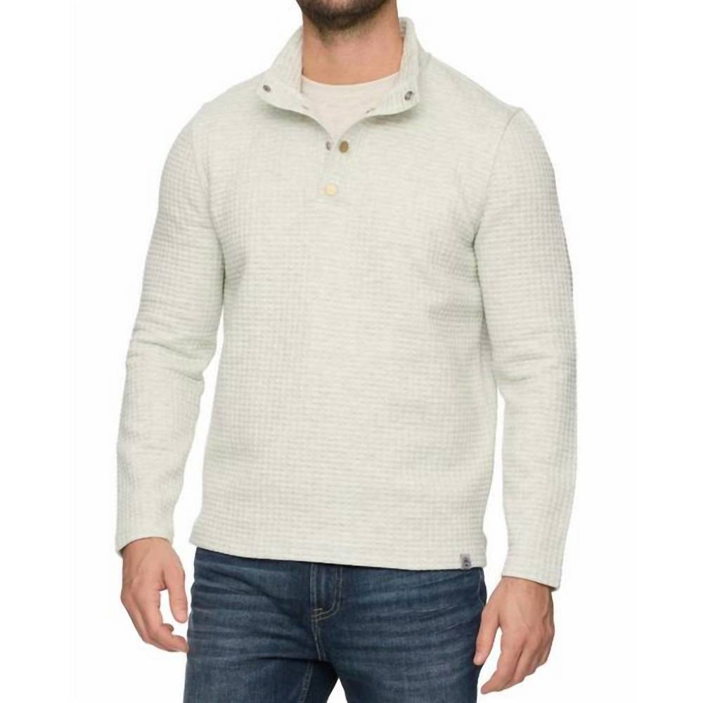 NEW FLAGS & ANTHEM silverton quilted snap mockneck top in light grey heather
